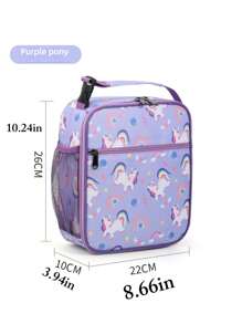 1pc Cartoon Lunch Bag | Large Capacity Bento Box Lunch Bag | Thick Aluminum Foil Insulated Portable Lunch Tote | Lunch Bag, Lunch Box, Floral Pattern, Insulated, Large Capacity, Carry Meals, Bring Lunch To School/Work, Aluminum Foil Thick, Lunch Bag For Office, Kitchen, Kitchen Accessories