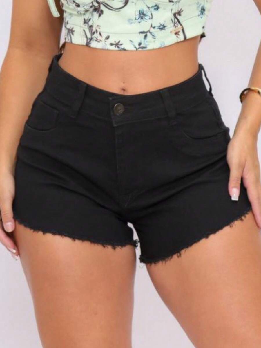Stillger Moda Jeans Women's High Waist Jean Shorts With Lycra Frayed Hem And Premium Butt Lifting - Xám - Xem 1
