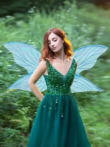 1 件仙女翅膀组合套装，包括蝴蝶翅膀和魔杖，适合派对、表演、狂欢节、节日