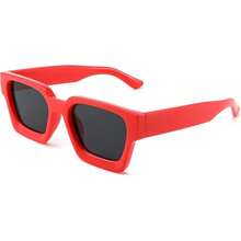 FEISEDY Retro 90s Square  For Women Men Fashion Rectangular  With  Protection B2385 - 012 Red | Gray Lens - View 1