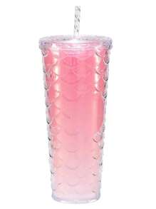 1 pieza Nuevo Producto Preferido de Gran Capacidad 710ML Altamente Atractivo Taza de agua con pajita para niños con nuevo diseño en degradado de color de doble capa creativo y de gran tamaño con motivo de carpa koi