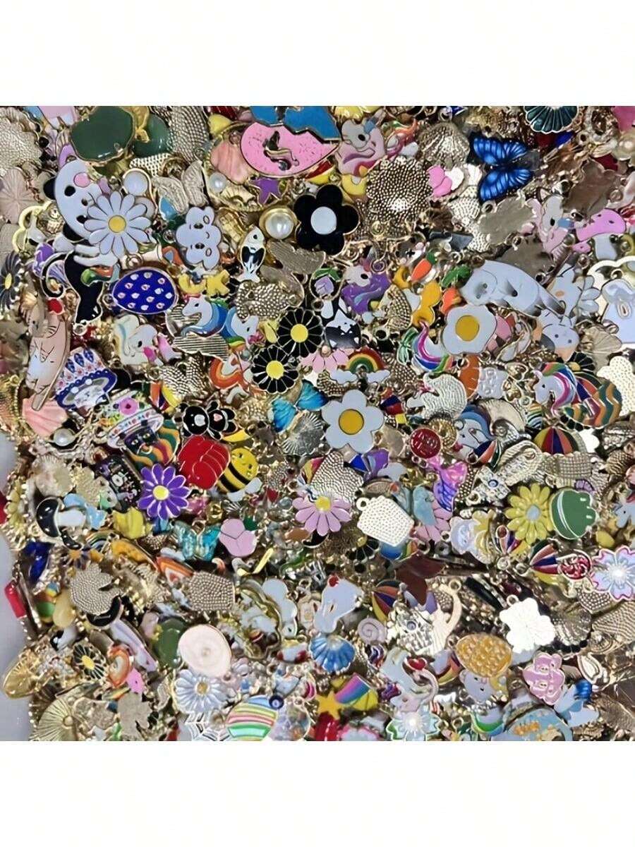 20/30/40/50pcs Random Assorted Enamel Zinc Alloy Charms, Wholesale Bulk Pendants For Bracelet Necklace Earring Jewelry Making, Holiday Jewelry Supplies