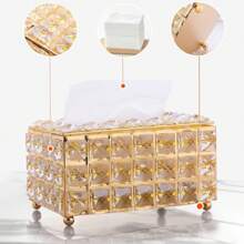 1pc Rectangular Paper Box, Luxury Crystal Tissue Box Napkin Holder Decorative ,For Home Dining Room Living Room,Hotel Coffee Table