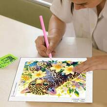 1 套卡通动物图案钻石画套件，DIY 特殊形状水晶钻石部分马赛克手工工艺品，手工艺术礼物，节日派对装饰，无框帆布墙艺术，适用于卧室、办公室、客厅（11.81x11.81 英寸）