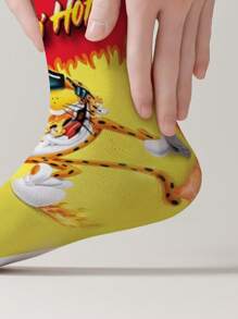 1 par de calcetines unisex con diseño 3D de impresión digital de 360° de una botella azul y una cola, cómodos, transpirables, con diseño de calavera de moda personalizado, adecuados como regalo para vacaciones, vacaciones, creativo e interesante