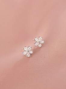 1 Pair Women's Flower & Cherry Blossom Stud Earrings, Fashionable Luxury Elegant Romantic Unique Design, Suitable For Daily Wear, Gathering, Party