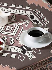 1 pieza Mantel de estilo bohemio con estampado, mantel rectangular o redondo de poliéster impermeable con impresión digital, adecuado para la sala de estar, mesa de comedor al aire libre, mesa redonda pequeña