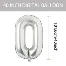 40 Inch Silver Mylar Number Balloons, Large Foil Digit Balloons For Birthday Party Decor, Wedding Anniversary Celebration Supplies