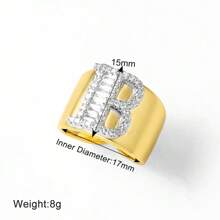 Chunky CZ Crystal 26 Letter Rings For Women Gold Silver Color Wide Rings Initial Jewelry Party Gifts