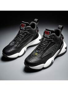 Zapatillas de baloncesto PU de nuevo estilo, cómodas y a la moda para hombre, zapatillas deportivas de material de alta calidad, zapatillas de deporte de alta calidad. - Negro - Ver 5