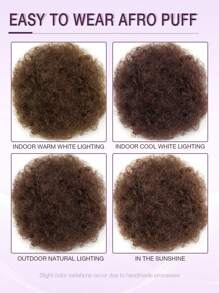 Extensão de cabelo sintético Afro Puff com cordão, Rabo de Cavalo Preto e Marrom, Coque Cacheado Afro Puff com Cordão para Cabelos Curtos e Crespos, Coque Crespo Afro Grande Preto para Cabelos Naturais, Penteados Sintéticos com Presilha para Uso Diário