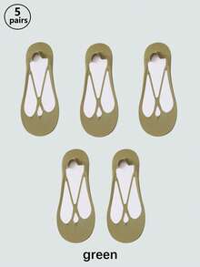 1/5/9双装女士超薄透气隐形低帮船袜，硅胶防滑内衬袜，适合高跟鞋，夏季薄款 - 彩色 - 查看 12