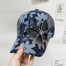 Gorra de béisbol de moda con apliques de mariposa tridimensionales, superficie de encaje, gorra de protección solar y sombrilla informal versátil, cómoda para el uso diario como regalo para amigos. - azul real - Ver 2
