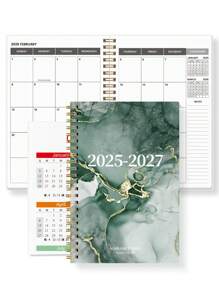 Planificador mensual 2025-2027, planificador mensual de 2 años, de JULIO.2025 a JUNIO.2027, 5.6" X 8.0", planificador mensual simple con encuadernación espiral, perfecto para el horario escolar y de oficina, útiles escolares color turquesa