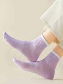 5 pares de calcetines para mujer de media caña, diseño minimalista multicolor, uso diario y casual para ir y venir