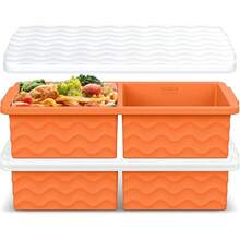 Silicone Freezer Tray With Lid - 2 Cup Soup Freezer Container Molds - Large Cube Tray - Silicone Freezer Food Molds Freezing & Storing Soup, Sauce, Broth, Leftovers (2 Pack) - trái cam - Xem 1