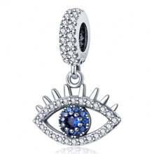 1 Piece 925 Sterling Silver Magic Eye Gemstone Pendant, Star And Moon Blue Eye Pendant, Sacred Eye Pendant, Moon And Eye Pendant, All-Seeing Eye Pendant, Devil's Eye Series Lucky Rotating Eye Pendant, Evil Guardian Sacred Eye And Hand Pendant