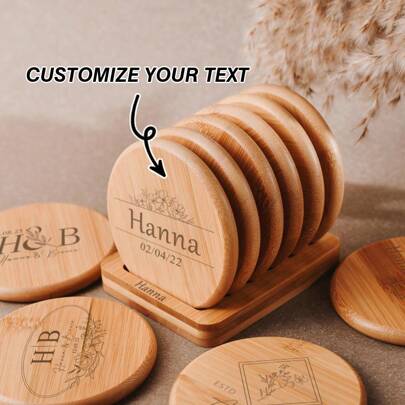 Personalized Custom Engraved Coaster Set,Coasters With Holder,Custom Coasters Wedding Gift,Elegant Home Decor Accessories,Housewarming Gift