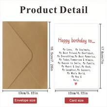 1张，送给男朋友老公的浪漫生日贺卡，送给老婆女朋友的趣味生日贺卡，送给爱人的浪漫生日贺卡，男女通用的恶作剧爱情卡，向爱人表达你的思念，祝我唯一的爱人生日快乐，情人节贺卡（含随机颜色信封） - 彩色 - 查看 2