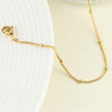 1pc Gold Stainless Steel Bead Chain Anklet, Simple & Versatile Decoration, Suitable For Daily Wear, Vacation, Beach