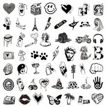 50 件全新黑白艺术涂鸦贴纸，适用于摩托车头盔、滑板、手机壳、行李箱 - 1 - 查看 3