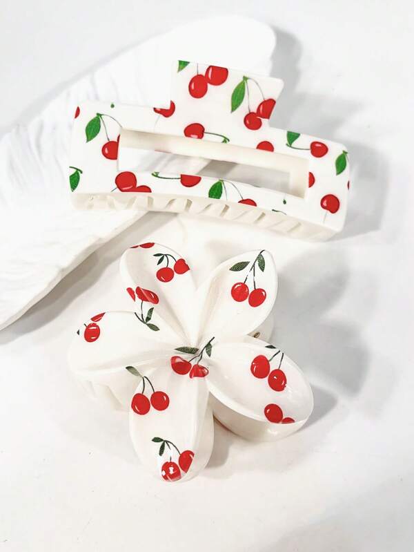 2 pezzi Accessori da donna stile ciliegia - Fermagli per capelli carini e dolci a forma di fiori di ciliegio, pinze per capelli a fiore adatte per una presa salda per uso quotidiano, accessori per capelli estivi alla moda, fermagli a claw per la bellezza, per vacanze e outfit invernali da donna