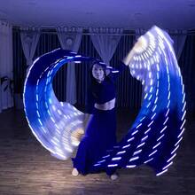 1pc Carnival LED Silk Belly Dance Fan Veil, 100% Silk LED Light Show Belly Dance Stage Performance Dance Costume - 2 AAA Batteries (Batteries Not Included)