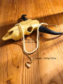 1pc Stylish Handmade Pearl Bohemian Necklace, Suitable For Women's Daily Wear And Parties