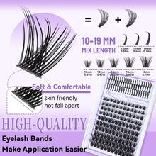 Lash Clusters With Spike Manga Lash Clusters Kit 180PCS 10-19mm Lash Extension With Lash Bond And Seal Lash Removers Lash Applicator Premade Individual Lashes Lashes Clusters Wispy Fairy Cluster Eyelashes Kit - màu đen - Xem 4