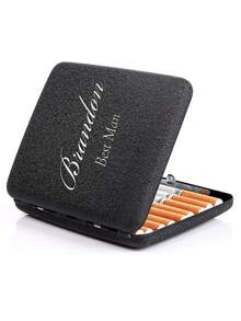Étui porte-cigarettes personnalisé Accessoires de boîte à cigarettes Cadeau gravé sur mesure pour les garçons d'honneur, la fête des pères pour papa, lui, grand-père, hommes - Tient 20 cigarettes - Taille Unique - Voir 6