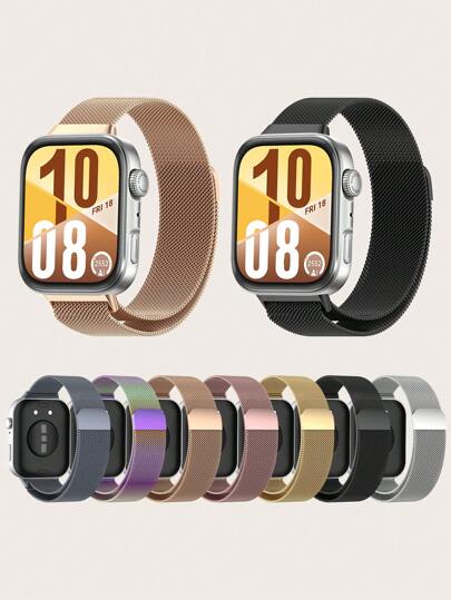 1 pieza Correa de acero inoxidable Milanese de unicolor con cierre magnético de liberación rápida, compatible con Huawei Watch Fit 3 / Fit 4