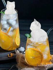 1pc 4-Hole Ice Cube Tray, Cute Cat Shaped Ice Maker, Reusable Ice Trays For Freezer, Flexible Silicone Ice Molds