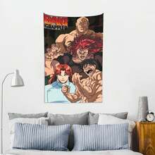 Manta Baki El Luchador Tapiz de anime Bandera Arte de pared Decoración colgante de pared para dormitorio, sala de estar Decoración de pared para hombres y mujeres 40x60 pulgadas - Negro - Ver 5