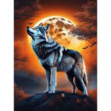 1 Stück 5D Diamant Malerei Set Heulender Wolf im Mondlicht, [30*40cm/11,8*15,7 Zoll] [40*50cm/15,7*19,7 Zoll] geeignet für erwachsene Anfänger DIY Mosaik Diamant Kunst, Vollbohrmuster Diamant Malerei Design für Wohnzimmer, Schlafzimmer, Büro Wanddekoration, Überraschungskunst Heim-Dekoration Geschenk für Familie und Freunde, ohne Rahmen