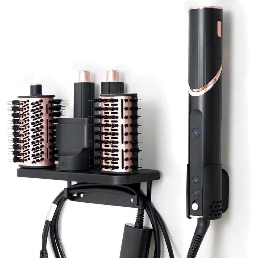 Wall Mount Holder Compatible With Shark FlexStyle HD430 HD435 HD440BK, Hair Dryer Stand, Wall Mounted Organizer For Storage Attachments, Rack With Cord Hanger For Accessories Curlers Brushes - 輕質 ABS - 查看 1