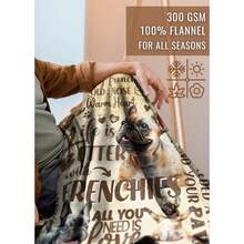 法国斗牛犬礼物，女士法国斗牛犬礼物，超柔软亲肤法兰绒毛毯 - 彩色 - 查看 5