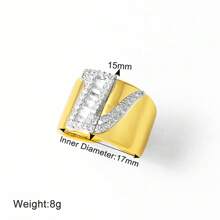 Chunky CZ Crystal 26 Letter Rings For Women Gold Silver Color Wide Rings Initial Jewelry Party Gifts