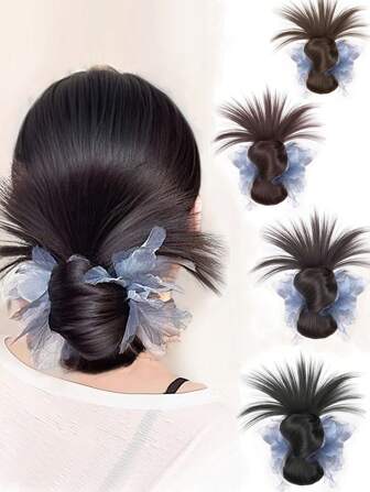 1 Piece Of Chinese Floral Faux-Wig Bun Hair Clip For Women, Lazy Atmosphere, Loose Low Ponytail, Clip-On Hair Claw, Hair Bag For Going Out Simple Style. Fashion Hair Accessories Beauty Claw Clips