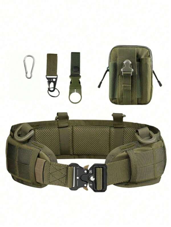 1 pieza Juego de cinturón táctico militar para entrenamiento al aire libre, modelo 2025 para cruceros transfronterizos; Cinturón táctico de nilón Cobra multifuncional con cierre de liberación rápida, corte puro, una ligera desviación es normal.
