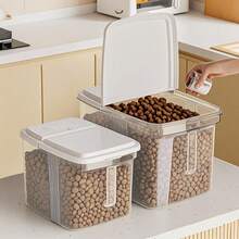 5LB/10LB/20LB Large Capacity Airtight Pet Food Storage Container, Rectangular Flip-Top Lid, Suitable For Large Dogs And Cats, Sealed And Easy To Clean, Ideal For Kitchen Storage, Dream Gift For Pet Lovers - Clear - View 4
