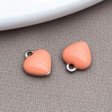10pcs 8x9mm Cute Tiny Enamel Stainless Steel Heart Charms Mini Love Pendants For DIY Bracelet Necklace Earrings Jewelry Making Crafts Accessories