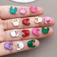 10pcs 10x10mm Cute Enamel Stainless Steel Crab Charms Mini Cute Marine Life Animal Pendants For DIY Ocean Bracelet Necklace Earrings Jewelry Making Crafts Accessories