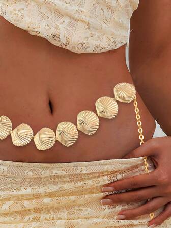 多层沙滩贝壳星性感比基尼金色肚脐腰链肚脐链水晶肚链流苏水晶钻可调节比基尼沙滩腰身链腰带肚脐首饰套装夏季海滩度假夜店派对配饰女士和女孩