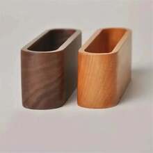 Caja de tarjetas de visita de madera, escritorio creativo, gran capacidad, tarjetero de almacenamiento, madera maciza de nogal negro, 1 Uds. - Café integral - Ver 3