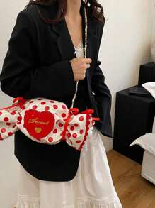Bolso bandolera con forma de dulce, bolso creativo con diseño de corazón y letra, adecuado para niñas, mujeres, estudiantes universitarios, jóvenes profesionales y trabajadores de oficina, excelente para combinar con atuendos