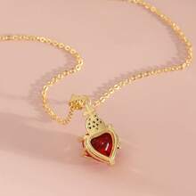 1Pc Sacred Heart Of Jesus Necklace For Women Red Cubic Zirconia Cross Pendant Stainless Steel Chain Necklace Religious Jewelry Accessories Gifts For Her - Sacred Heart Of Jesus - View 3