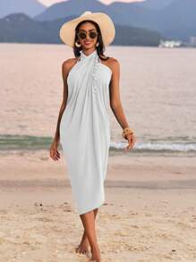 Pareo para Mulheres Longo Cobertura para Maiô de Praia, Pareo com Borlas, Saia de Maiô Bikini Cobertura para Traje de Banho