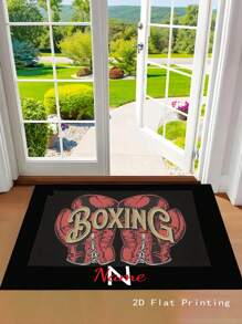 Tapete de chão personalizado com design de luva de boxe, 1 peça, personalizado com inicial e nome, adequado para entrada, sala de estar, banheiro