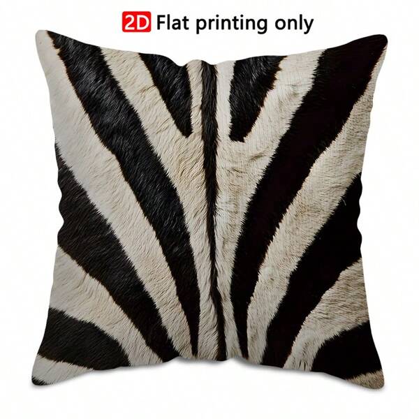 TOPSSCTR 1pc 2D Flat Printing Bohemian Zebra Print Throw Pillow Cover - Soft Polyester, Black & White Pattern, Perfect For Living Room, Office Sofa, Bedroom, And Farmhouse Decor (Insert Not Included), Decorative Pillow