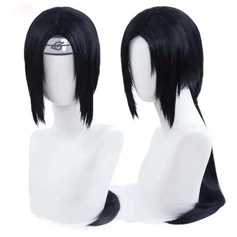 アニメうちはイタチコスプレウィッグうちはイタチロングストレート黒耐熱人工毛コスプレウィッグ - ウィッグのみ - チェックする 1